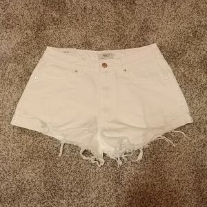 Forever 21 White Raw Hem Shorts